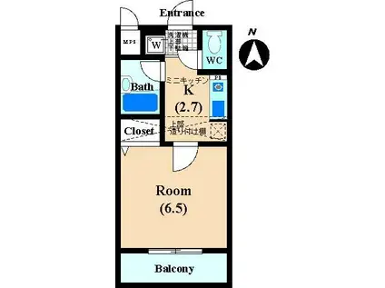 ヴィラ多摩川(1K/3階)の間取り写真
