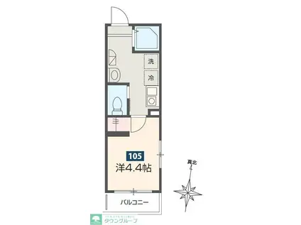 カーサ・メロディア(1K/1階)の間取り写真