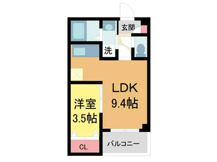 シエーナ川西中央3(1LDK/3階)の間取り写真