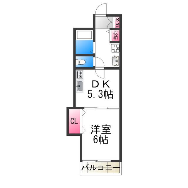 ハピネス2番館(1DK/1階)の間取り写真
