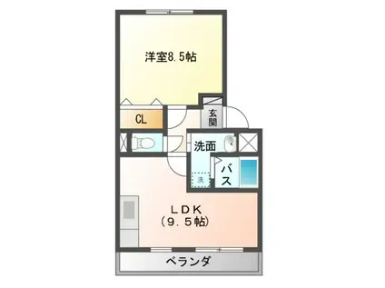 パシフィックレインボー(1LDK/1階)の間取り写真