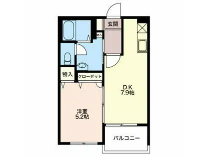 リヴュール(1DK/2階)の間取り写真