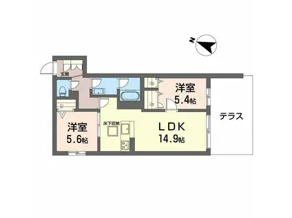 シャーメゾン ルミエール(2LDK/1階)の間取り写真