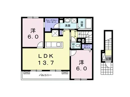 ストーンズ 黒瀬YU I(2LDK/2階)の間取り写真