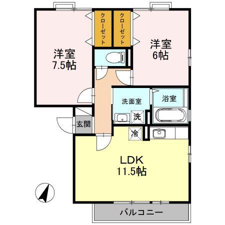 リビングタウン双葉A・B棟(2LDK/3階)の間取り写真