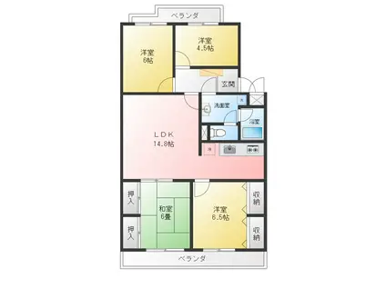 西船橋ロイヤルハイツ参番館(4LDK/2階)の間取り写真