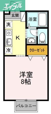 エクレール青江(ワンルーム/2階)の間取り写真