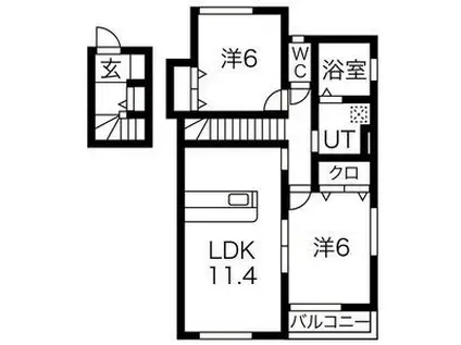 サンリッチC・D(2LDK/2階)の間取り写真