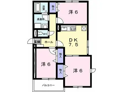 ローレルエスII(3DK/3階)の間取り写真