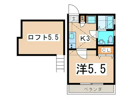 ブリランテ西横浜(1K/2階)の間取り写真