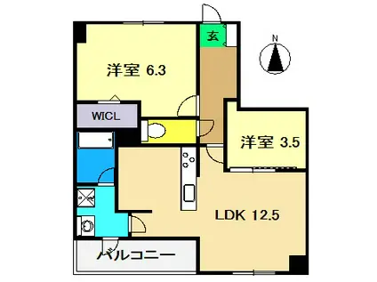 アーバンハイツ旭駅前(2LDK/7階)の間取り写真