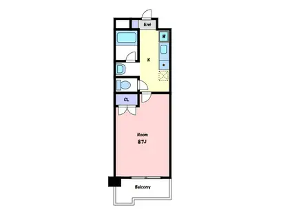 オクトフラッツK(1K/2階)の間取り写真