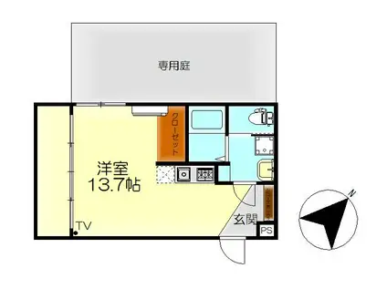 M・テラス広古新開(ワンルーム/1階)の間取り写真