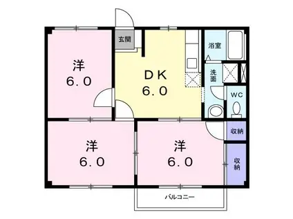 エクセレント(3DK/2階)の間取り写真