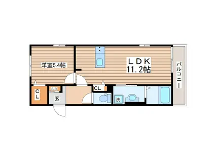 ザ・スカイ・ファイブ四番館(1LDK/3階)の間取り写真