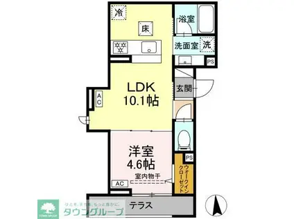 プログレンス能見台 A棟(1LDK/1階)の間取り写真