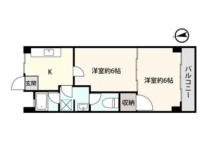 アシスト第2福井マンション(2K/3階)の間取り写真