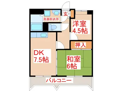 サンハイツ笹貫(2DK/3階)の間取り写真