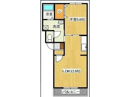 ヴァンクレールII(1LDK/1階)の間取り写真