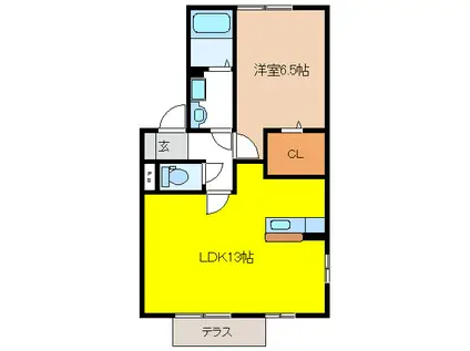 VILLA FORESTA(1LDK/1階)の間取り写真