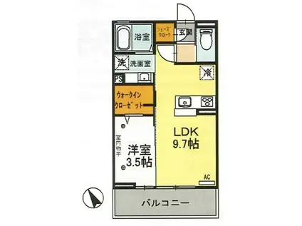 クレア鷹匠町(1LDK/3階)の間取り写真