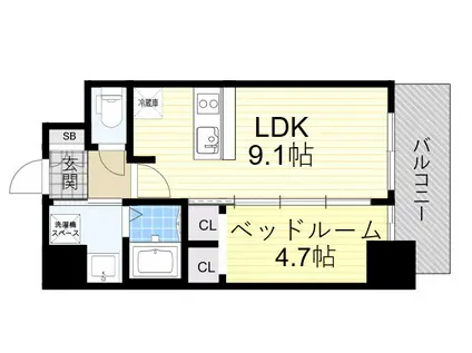 GM KOHAMA(1LDK/9階)の間取り写真