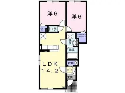 ラ・ローブ(2LDK/1階)の間取り写真