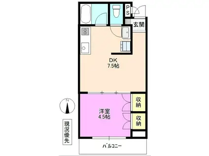 ミスズビル(1DK/3階)の間取り写真