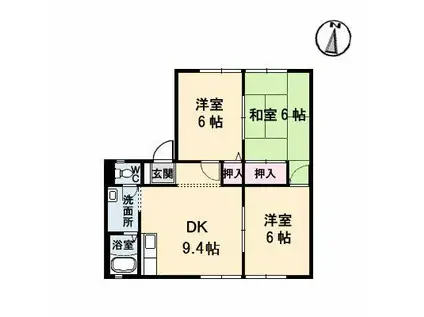 グリーンヒルズ泉川D棟(3DK/1階)の間取り写真