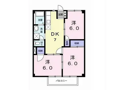 NEWグリーンハイツB(3DK/2階)の間取り写真