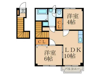 ア・ラ・モード貴 A棟(2LDK/2階)の間取り写真
