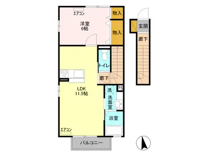 シェモア(1LDK/2階)の間取り写真