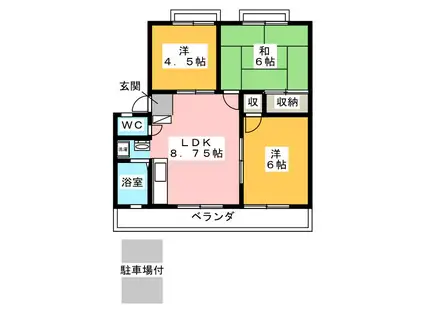サンシティー赤坂C(3LDK/1階)の間取り写真