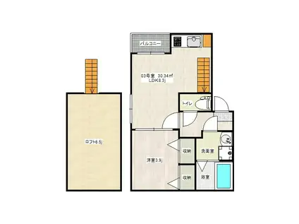 レピドゥス福岡(1LDK/1階)の間取り写真