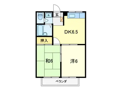 エステートピアアマガイ(2DK/2階)の間取り写真