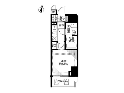 プレール・ドゥーク笹塚II(1K/11階)の間取り写真