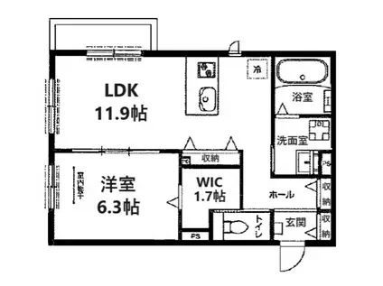 ラシーネ越後山弐番館(1SLDK/2階)の間取り写真