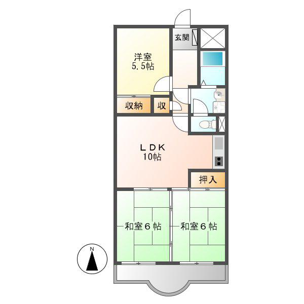 丸二サンハイツ(3LDK/3階)の間取り写真