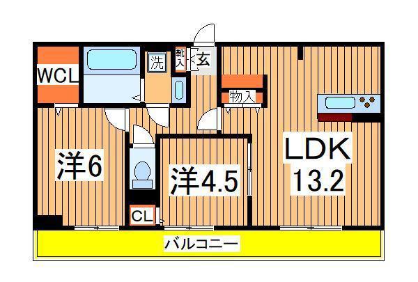 フォレストおおたか Ⅰ(2LDK/1階)の間取り写真
