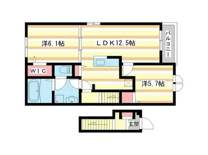 グリーンハイツ加茂II(2LDK/2階)の間取り写真