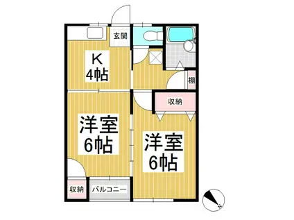 シャトルK(2K/2階)の間取り写真