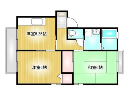 サンライズW(2DK/2階)の間取り写真