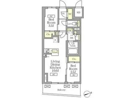 テラス北千住(2LDK/5階)の間取り写真