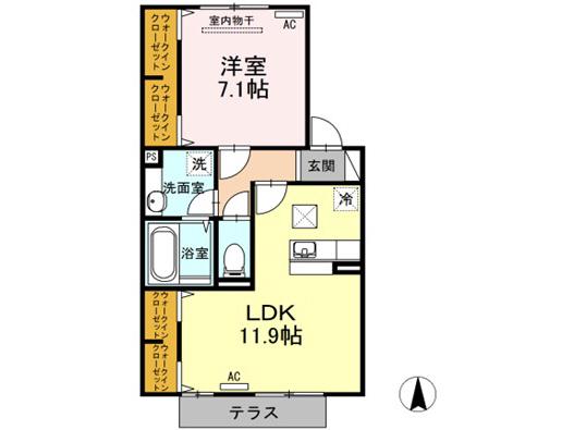 ラ・サクラ・サクラI(1LDK/1階)の間取り写真
