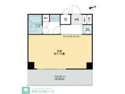 三田富洋ハイツ(1K/10階)の間取り写真