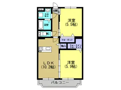 エステート下福元(2LDK/1階)の間取り写真