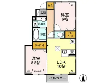 シェソワ(2LDK/1階)の間取り写真