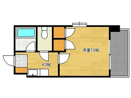 FKビル(1K/6階)の間取り写真