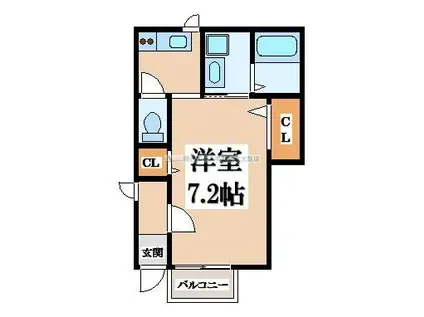 アムールBRILLERII(1K/1階)の間取り写真