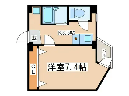 ラ・フルール芹ヶ谷(1K/1階)の間取り写真